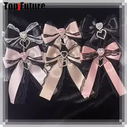 Y2K girl Harajuku Gothic Original Subculture Punk Bows Lace Bling  Hair Accessories Double Ponytails Headbands Hairpin Barrettes