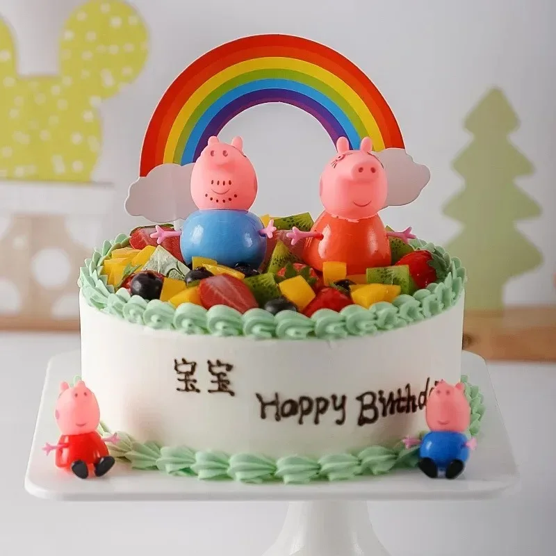 4 teile/satz peppa Schwein rosa Spielzeug Action figur George Familie Spielzeug Mama und Papa Anime Party Spielzeug Kinder Urlaub Geburtstags