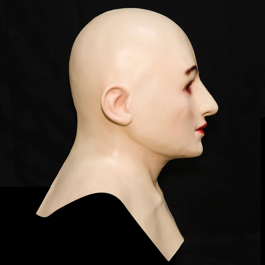 Realistische Frauenmaske, Halloween-Gesichtsbedeckung, Sichtbare Latex-Kopfbedeckung, Neuartige Kostümparty-Requisite – Detail 5