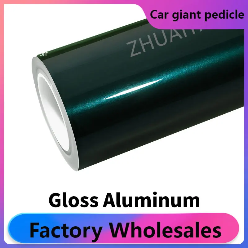 ZHUAIYA Gloss Aluminum Forest Green Vinyl Wrap film wrapping film bright 152*18m quality Warranty covering film voiture