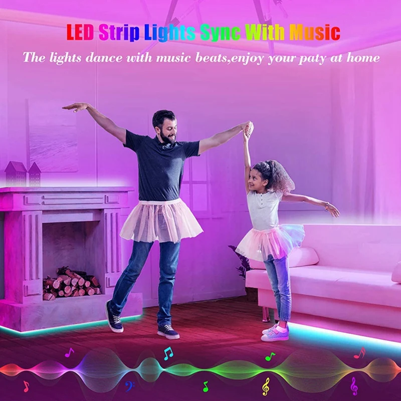 EU Plug 10M LED Strip, Smart APP Music Sync Color Changing LED Fairy Lights Strips With Control Boxes & Remote Control