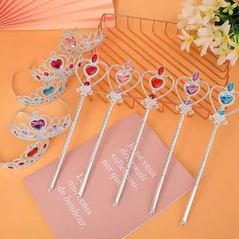 مينيسو أنيمي ديزني فروزن الأميرة ندفة الثلج تاج عصا سحرية بدلة الشعر اللعب إلسا آنا الدمى تأثيري الدعامة فتاة الاطفال الهدايا #2