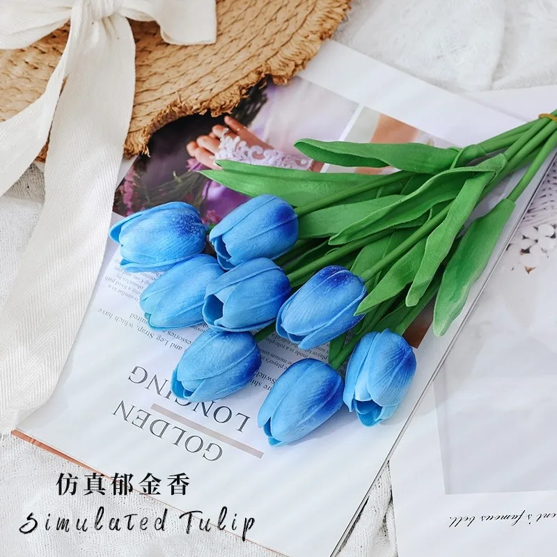 Multi Colors Tulip Artificial Flower Bouquet Floral For Wedding Party Decoration Flowers Home Outdoor Garden Ornament Supplies
