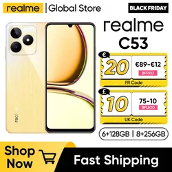 超薄型電話,Realme-C53インチ,90Hz, 8GB,5000 GB,AIカメラ,オクタコア,6.74 mAhバッテリー,50MP AIカメラ,256