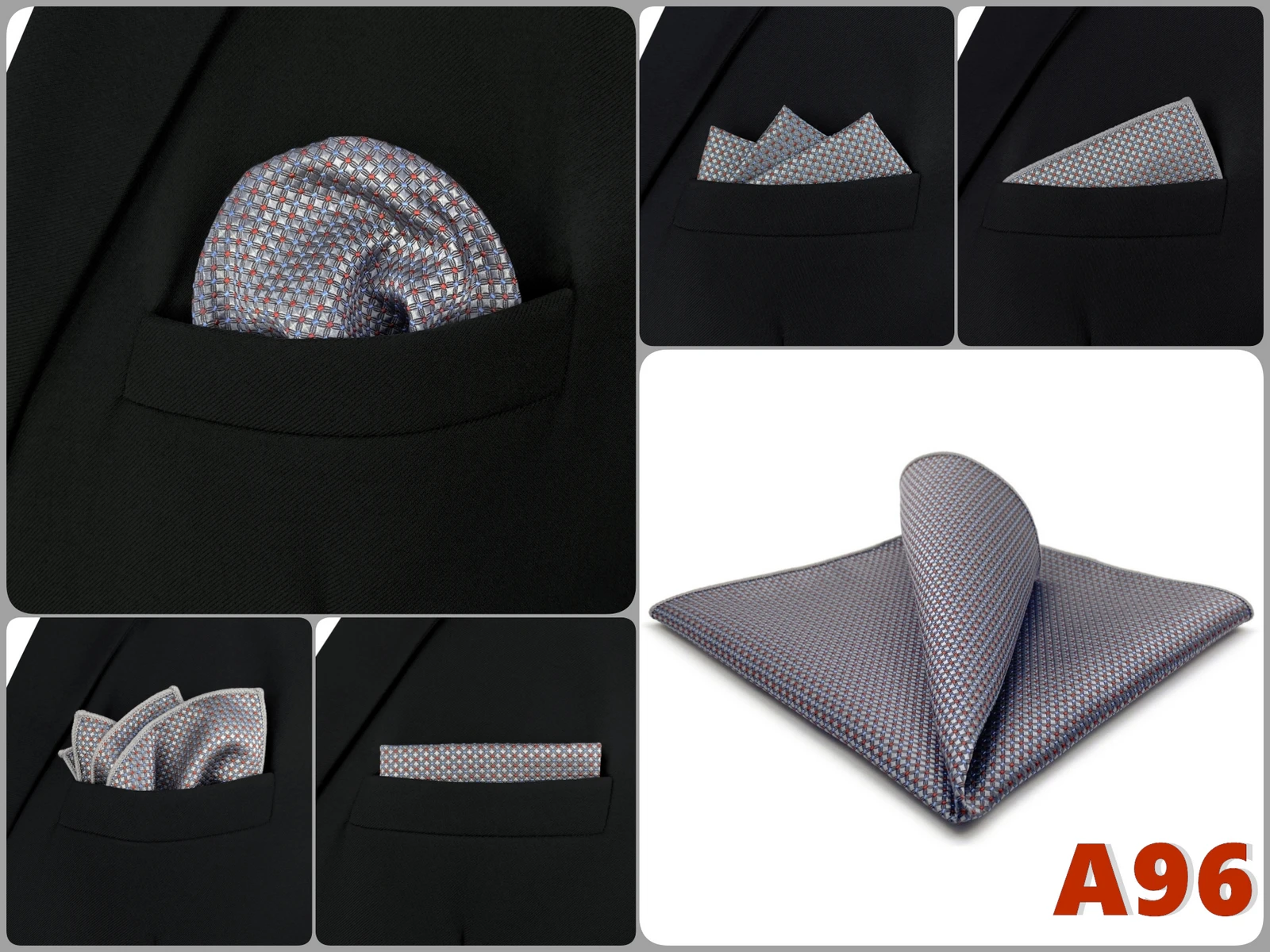 Pocket Square Handkerchief for Men Polka Dot Dots Plaid Check Checkered Suit Pocket Towel Hanky Mens Gift Wedding Business Party