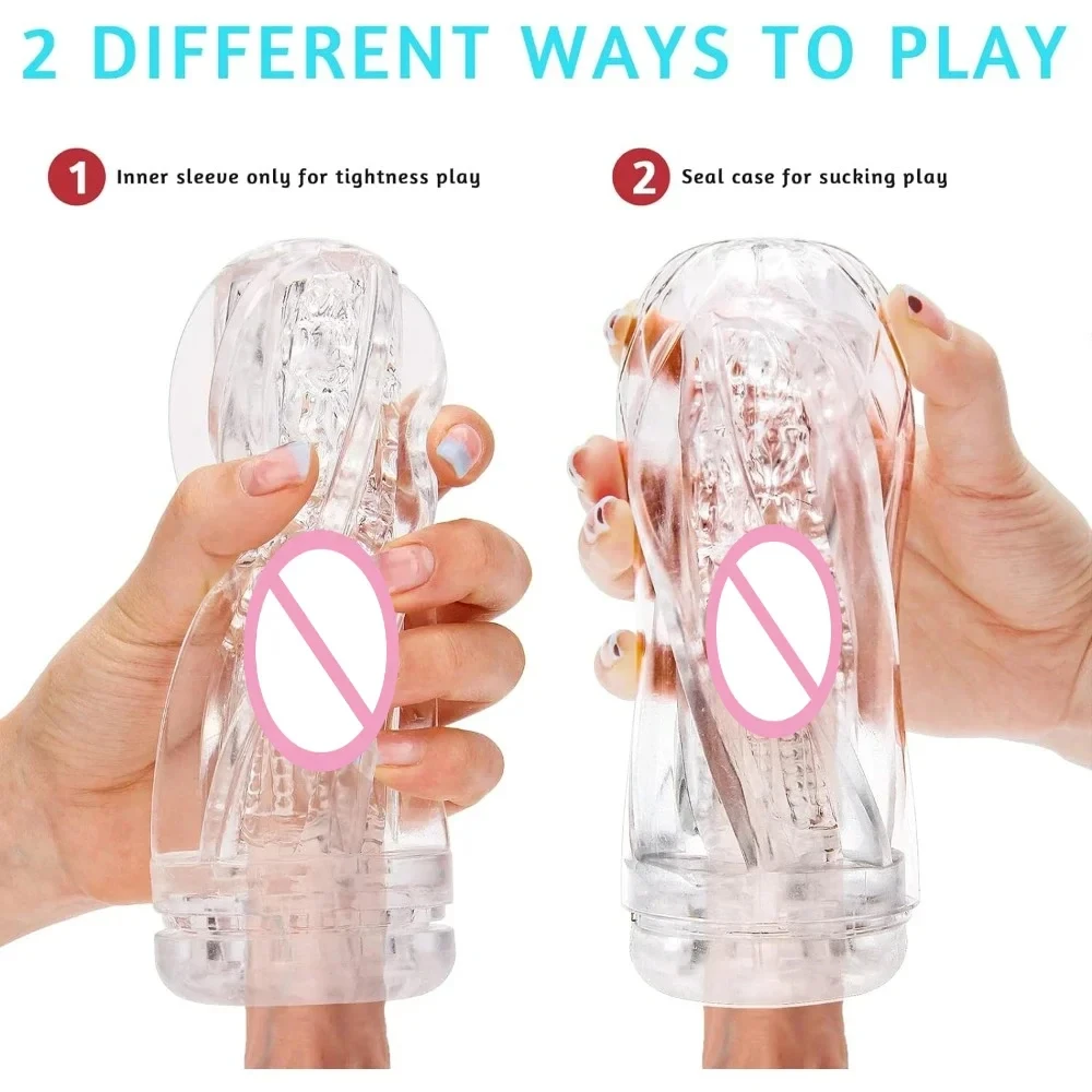 Male Masturbator Cup Soft Pussy Sex Toys for Man Hand-held Blowjob Sucking Vacuum Masturbator Cup for Men Exercise Sex Products