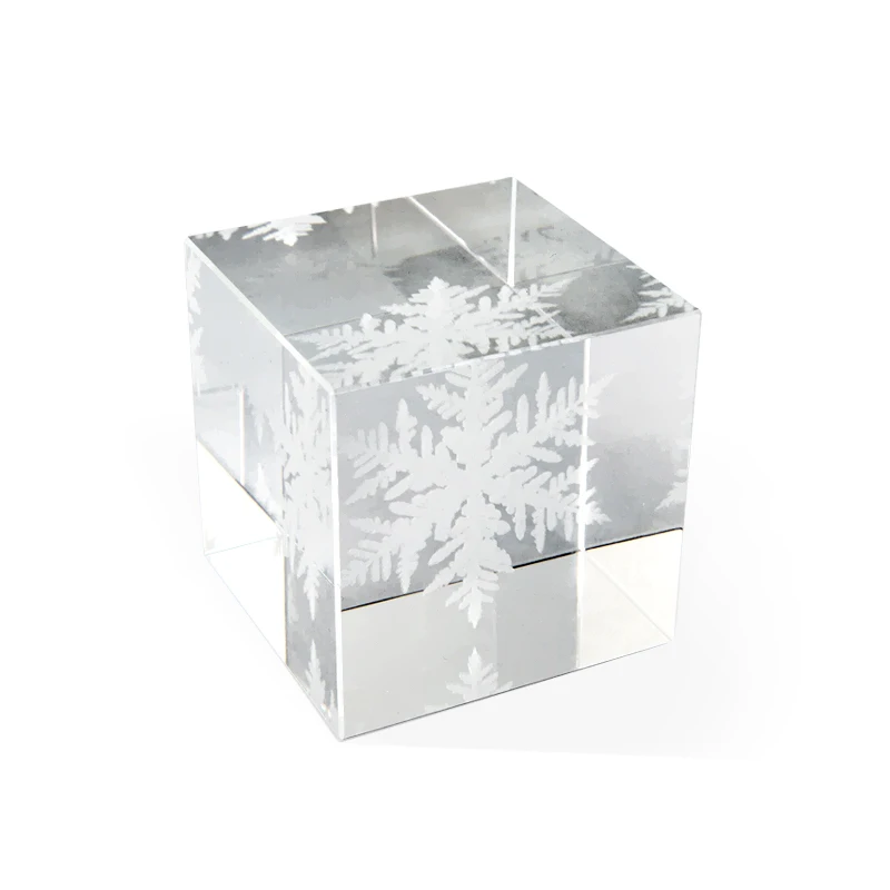 crystal engraved snowflake cube ornament