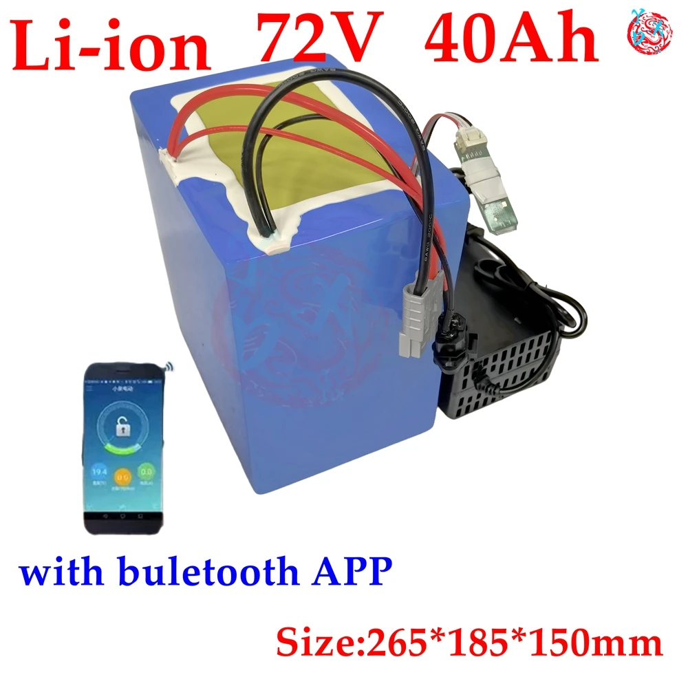 72v 40Ah li-ion battery bluetooth BMS APP lithium ion for 5000w electric snowmobile Mountain bike tractor Motorcycle scooter   4