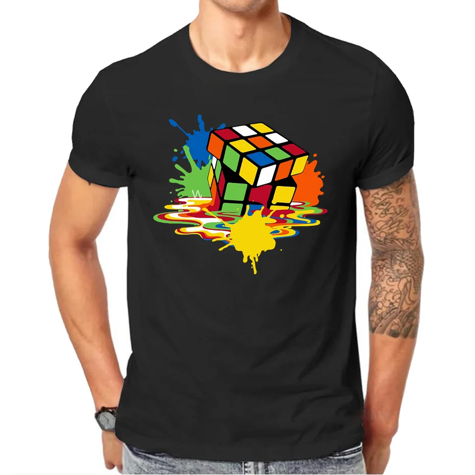 Funny Exploding Rubix Rubiks Rubics Cube Present T Shirt Melting Magic Cube Tshirt Streetwear Gifts Splash Magic Square T-shirt