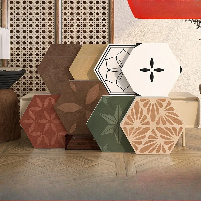 300X346 French retro hexagonal wood grain parquet tiles kitchen bathroom tiles