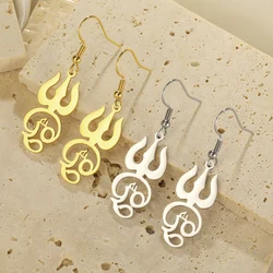 Dawapara Trident Tamil OM Symbol Women Earrings Siva Protection Amulet Hindu Spiritual Pendant Stainless Steel Jewelry