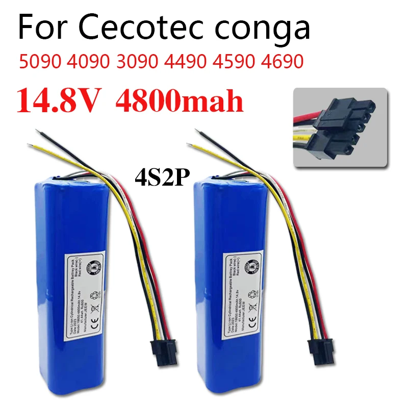 100%New 14.8V 4800mAh battery for CECOTEC CONGA 4090 4490 Mopping Robot Battery Pack Netease Intelligent Manufacturing NIT Model