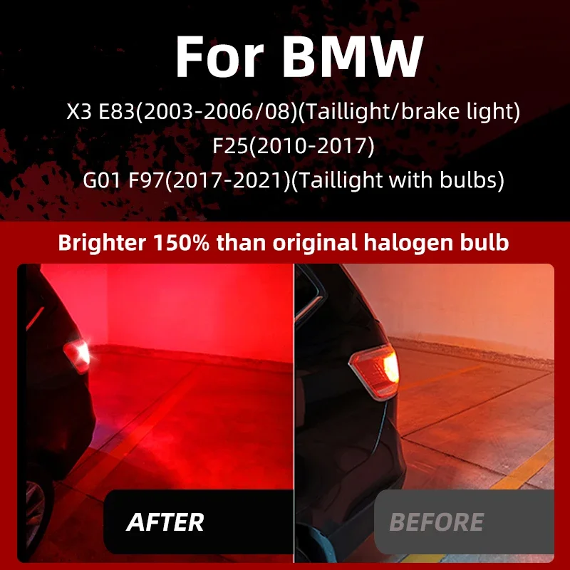 2pcs Red LED Brake Stop Tail Lights Blubs No Error For BMW X3 E83 F25 G01 F97 Taillight with bulbs 2004 2008 2010 2015 2017 2019