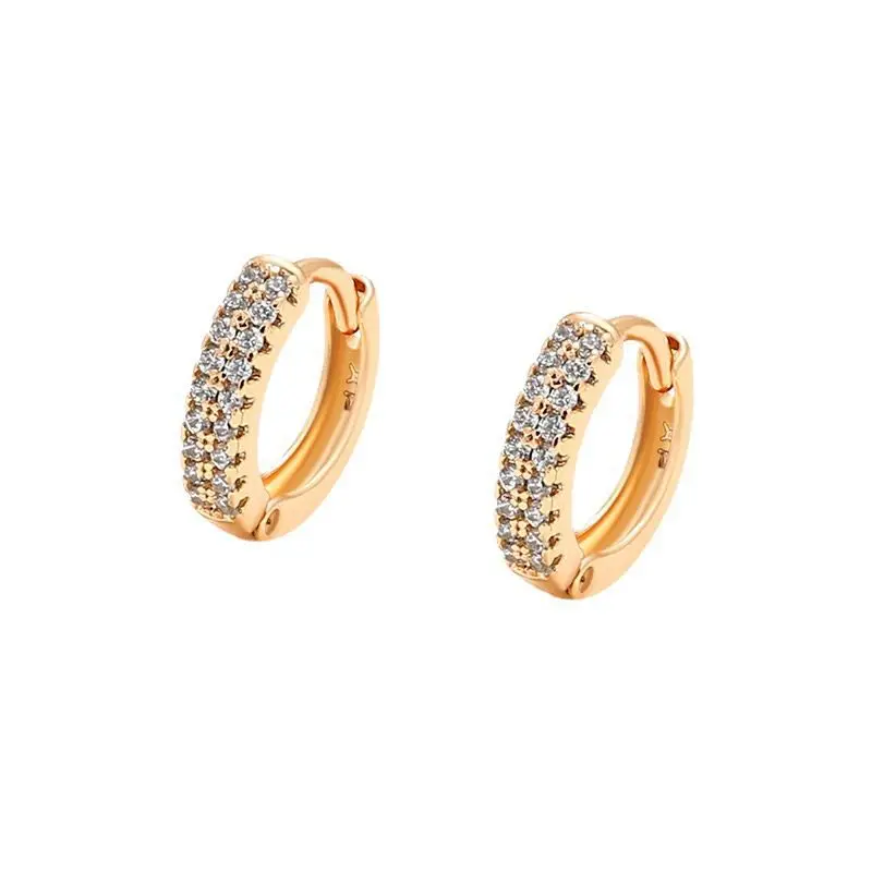 Wholesale--- XP Small 12mm Micro Inlay Zircon Hoop Earrings for Women Fashion Jewelry Gold Plated