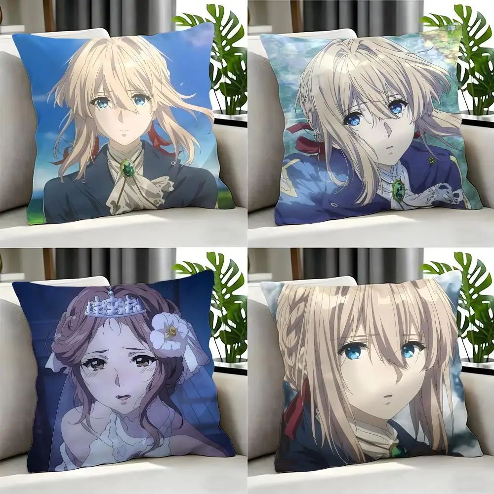 anime Violet Evergarden Cushion Cover Cushion Cover Set 4Pcs 50x50 45x45 40x40 Pillowcase Decorative Sofa Home Decor