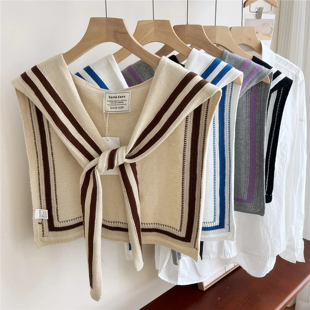 Poncho Cloak Korean Air-conditioned Rooms Knitted Shawl Women's Spring and Autumn Knitted Cross Shawl Fashion Wrap Solid Scarf