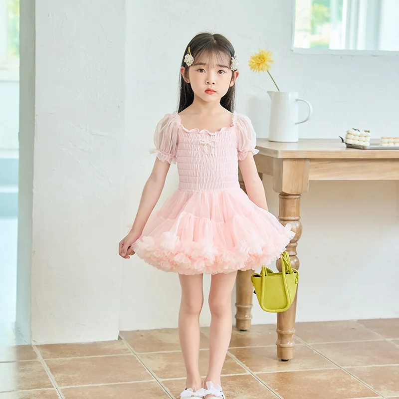 Fashion Baby Girl Princess Butterfly Tutu Dress Puff Sleeve Child Tulle Vestido Pageant Party Birthday kids Clothes L216