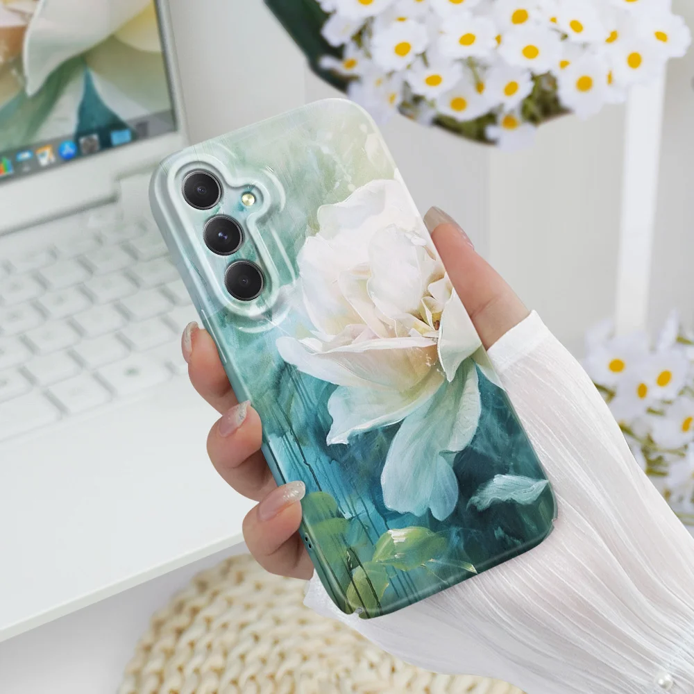 White Lotus Phone Case For Samsung Galaxy A54 A34 A24 A14 A04 A73 A53 A33 A23 A13 A72 A52 A32 4G 5G Film Hard Cover