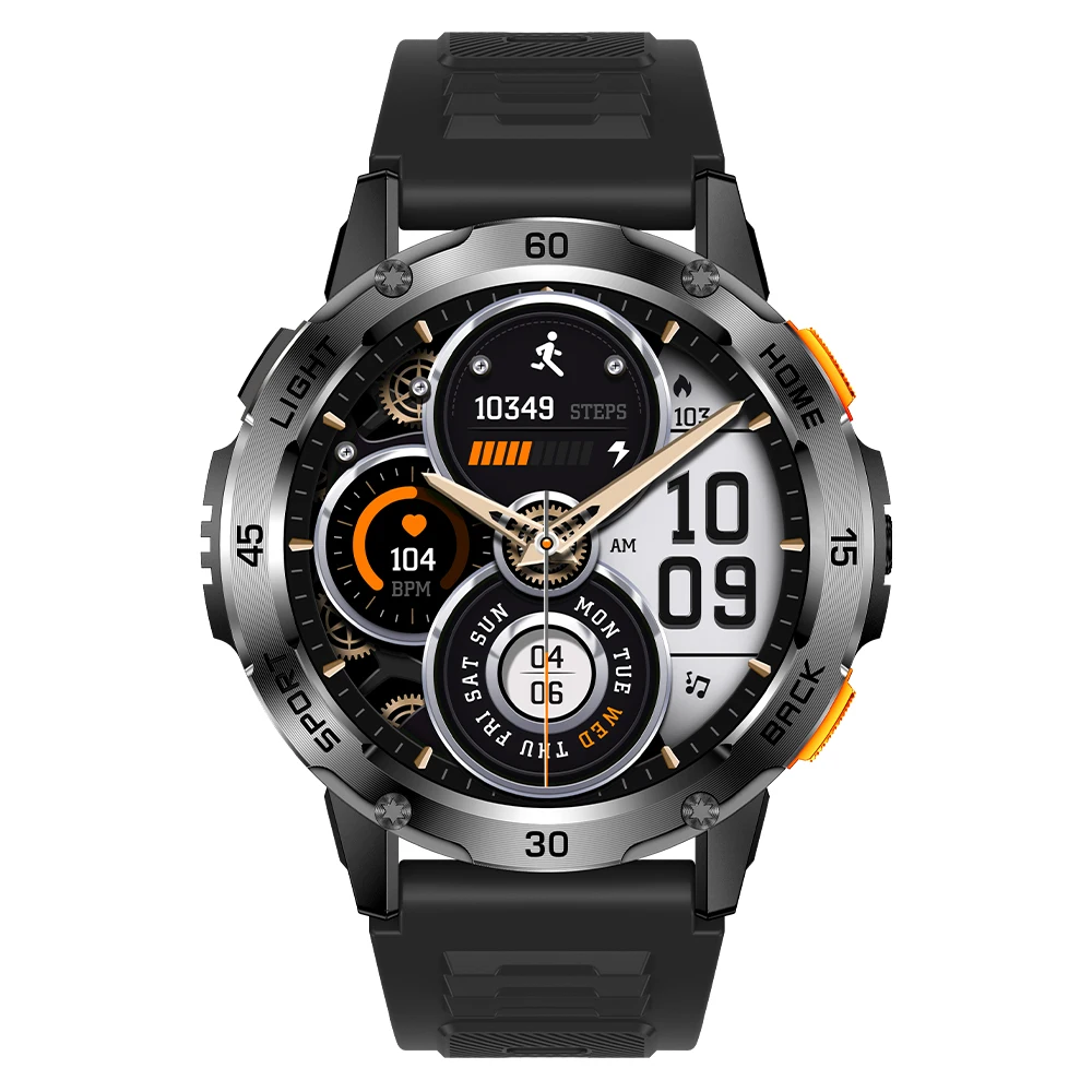 BlitzWolf BW-AT7 1,53 Zoll integrierte Taschenlampe Bluetooth Anruf Herzfrequenz Blutmonitor Schlafüberwachung Smartwatches für Männer