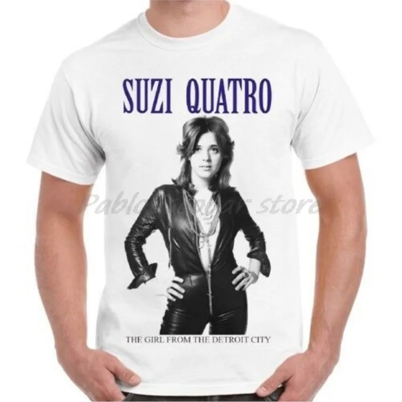 Suzi Quatro The Girl From The Detroit City Cool Vintage Retro T Shirt male brand t-shirt summer men cotton tshirt