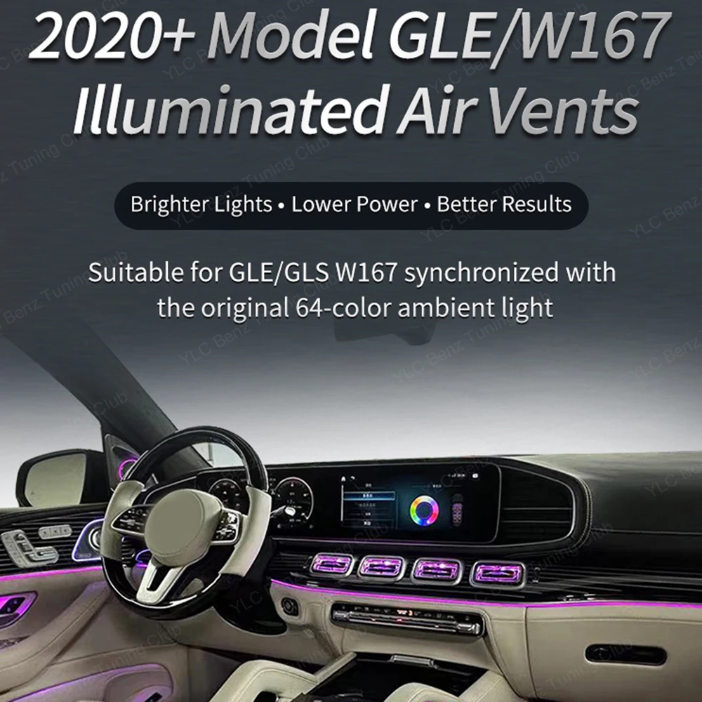 64 Colors LED Vent For Mercedes-Benz GLE GLS W167 X167 Ambient Light Air Condition Ambient Light Vents