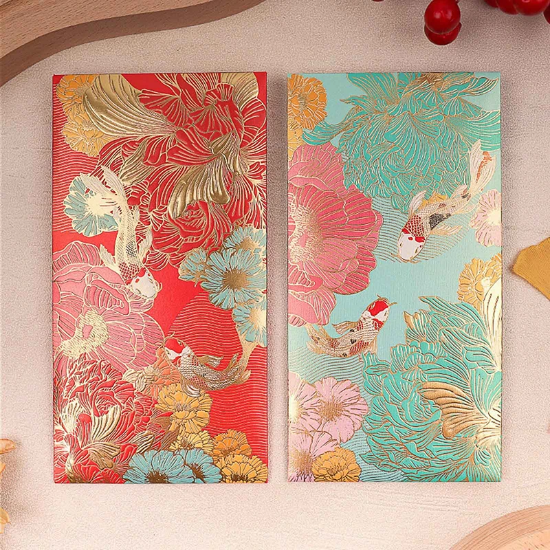 

6Pcs New Creative Koi High-End Universal Red Envelope Wallet For Spring Festival Wedding Lucky Blessing