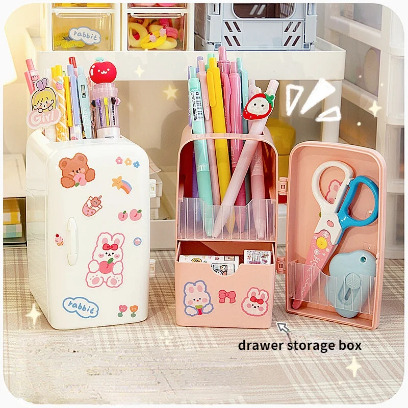 Japońskie kreatywne etui na obsadka do pióra dla dziewczynek słodkie Multifun papeteria szuflada schowek pudełko Kawaii Organizer na biurko o dużej