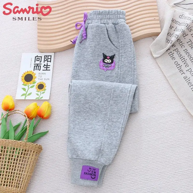 New Sanrio Sports Pants Children\'s Cartoon Kuromi Autumn Boys\' Fashion Students Casual Girls Cute High Waited Pants Outwear 2023