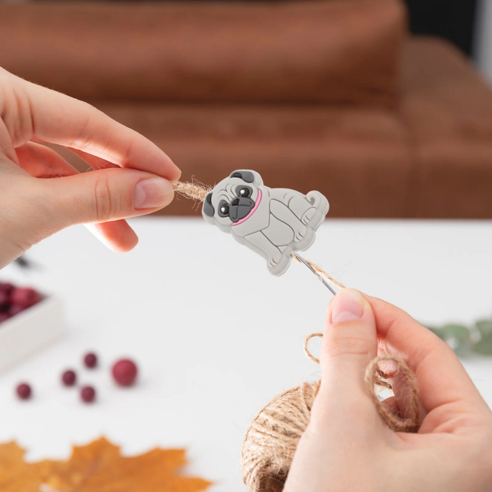 

10pcs Silicone Dog Beads Puppy Shaped Teething For Baby Diy Necklace Bracelet Making Pacifier Chain Accessory Loose Beads Bulk