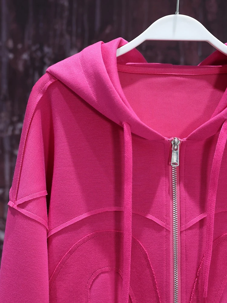 [ZOCI] Buying Shop Dopamine Dress Up Pink Hooded Zipper Hoodie For Women 2024 Early Autumn New Lazy Style Aging Top