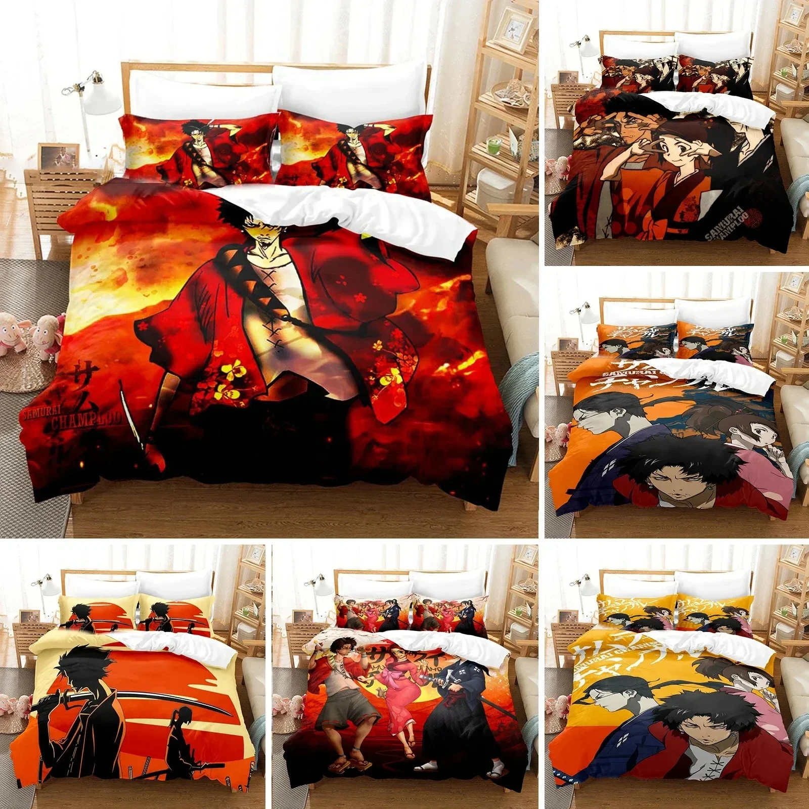 

Anime Samurai Champloo Bedding Set Duvet Cover Bedroom Comforter Covers Single Twin King Size Quilt Cover Home Textile 3PCS
