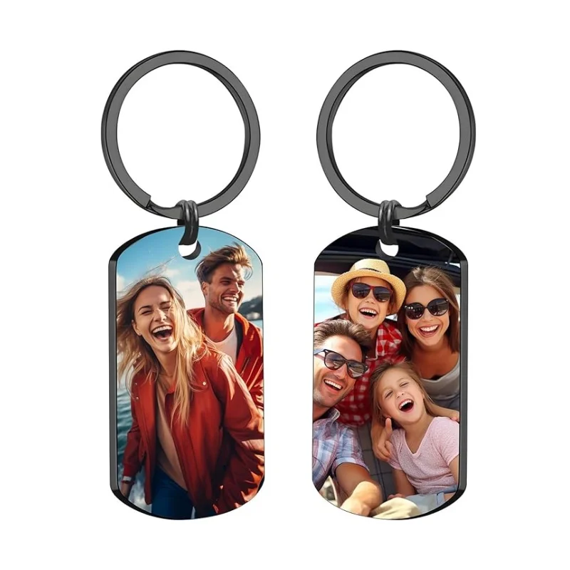 

Amaxer Fashion Personalized Photo Customized Keychain with Custom Picture Engraved Key Chain for Boyfriend Dad Men Gifts