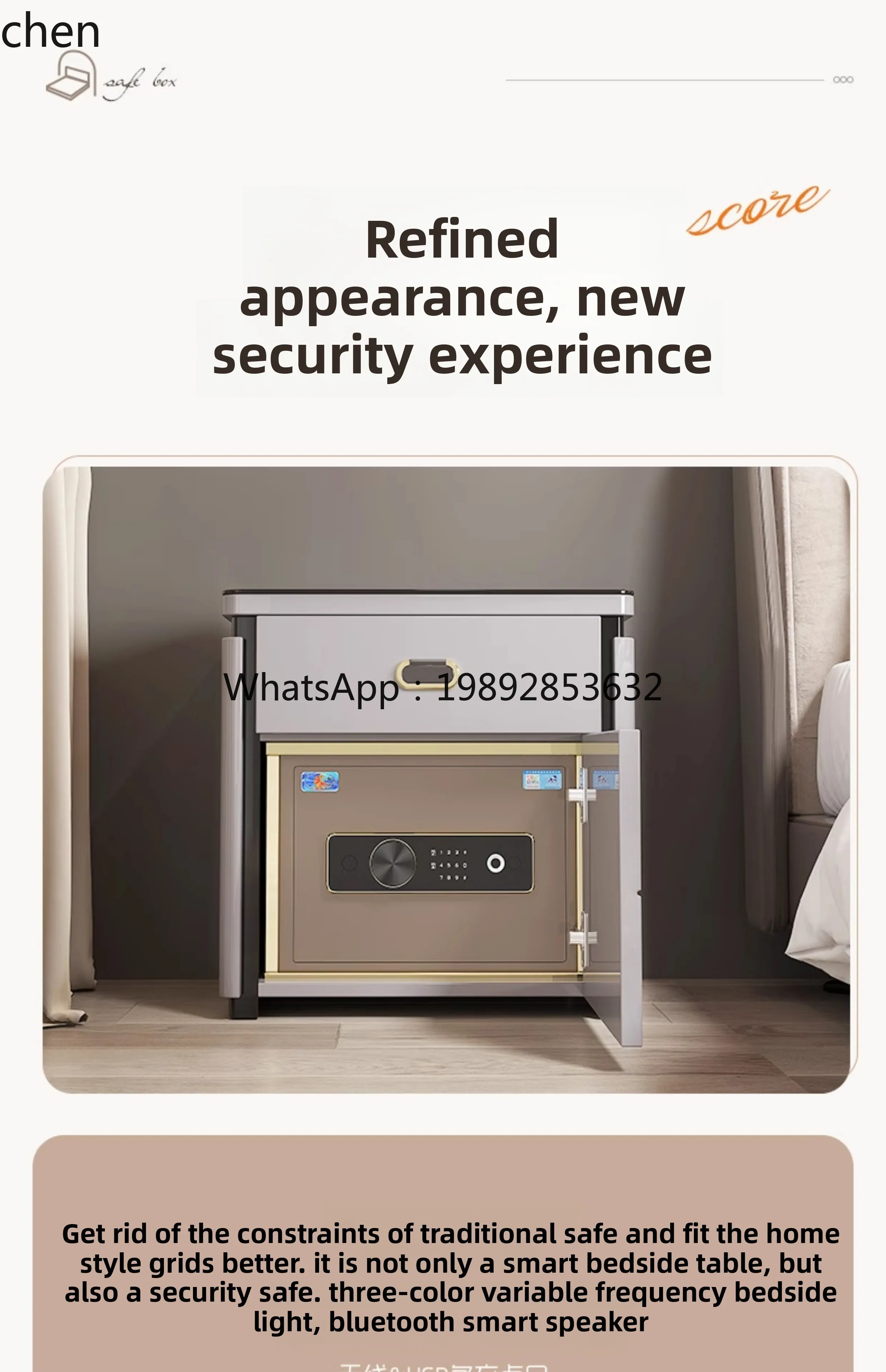 YFY  safe bedside table integrated small household anti-theft safe smart bedside safe