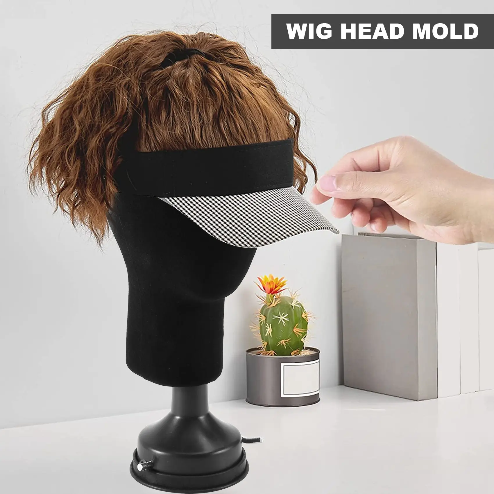 Gabus busa manekin WAJAH Model kepala tempat Wig kacamata dengan dasar Bracket-hitam, 35cm