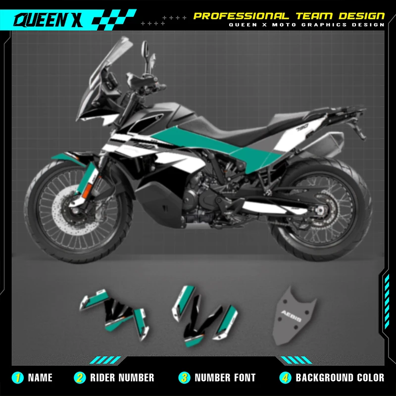 

Queen X MOTOR Motorcycle Graphics Decals Adhesive Stickers Kits For KTM ADV 790 2019 2020 2021 2022 Numer Name Custom