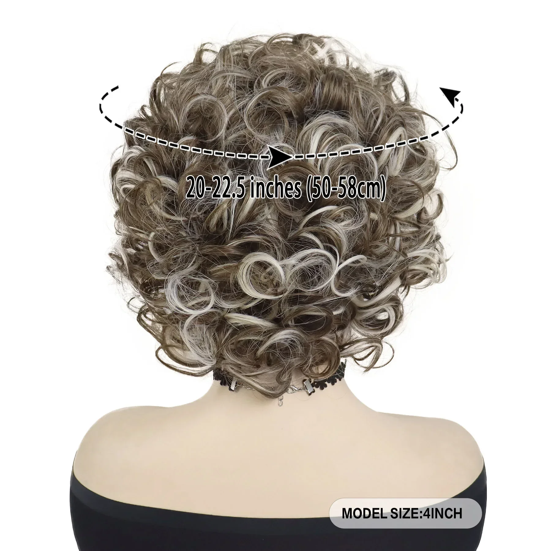 Curly Synthetic Wigs Natural Short Hair Curly Wig with Bangs Brown Mixed Blonde Pixie Wig for White Women Blanche Devereaux Wig