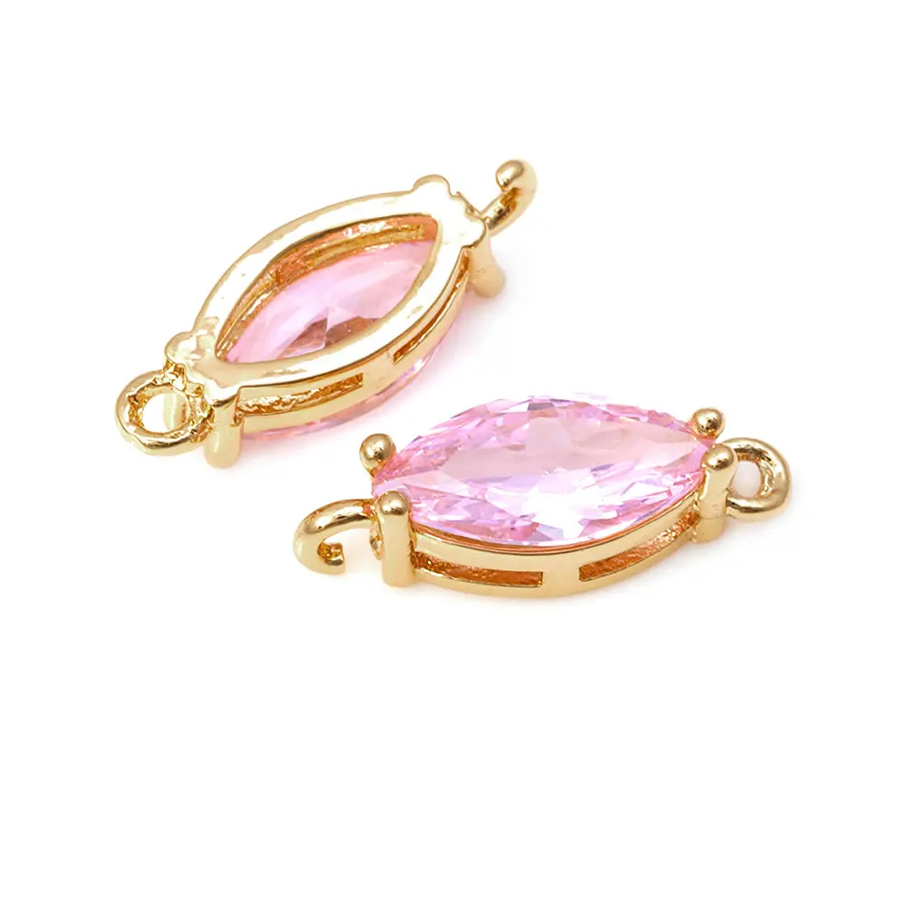 10PCS 18K Gold Color Brass Zircon 2 Holes Horse Eyes Connect Charms Pendants High Quality Diy Necklace Earrings Jewelry Making view 6