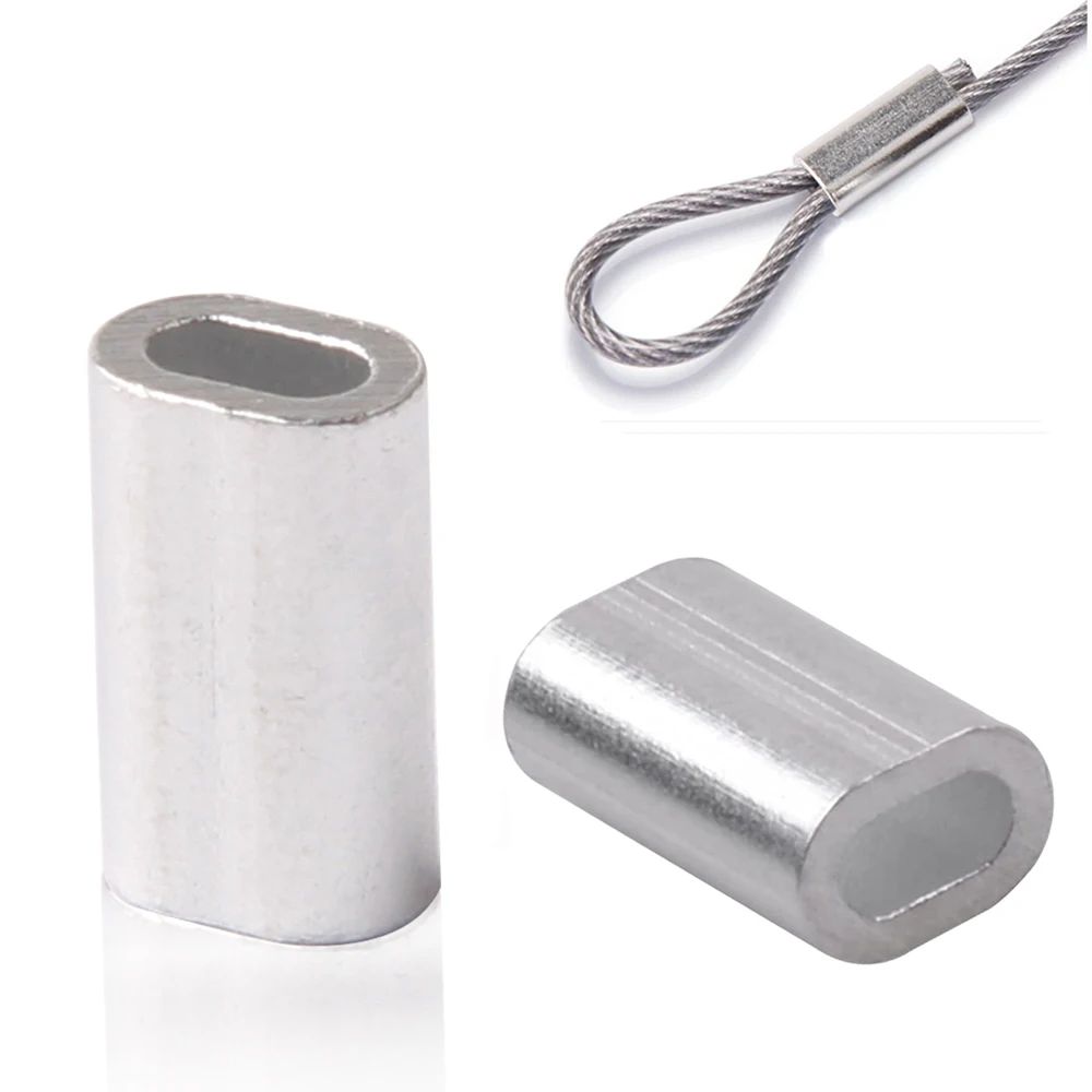 Hyaena 100pcs Aluminum Crimping Loop Sleeve Crimping sleeve Fishing Wire Rope Tube Crimp Ferrules for Fishing tackle