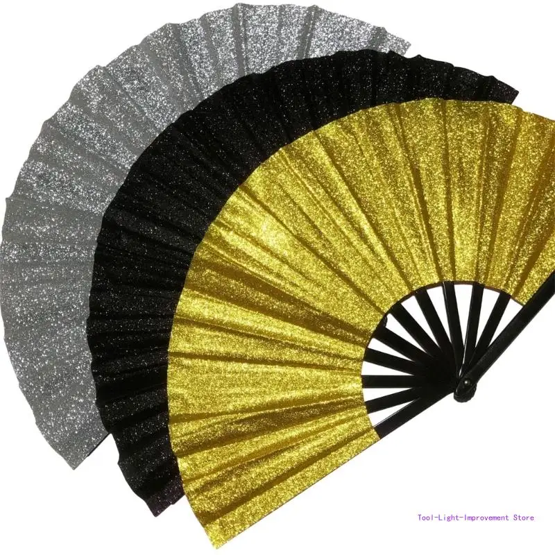 C63E Glitter Hand Fan Elegant Decorative Fan for Both Men and Women Gift Hand Fan