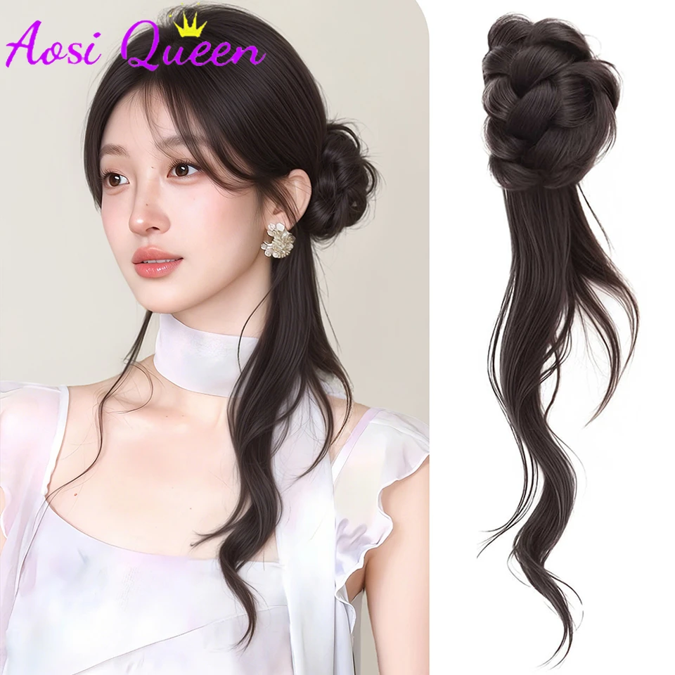 

AOSIQUEEN Синтетический парик-пучок Maruko с зажимом-фиксатором, боковой диск для волос, новый парик-пучок в китайском стиле с цветочным бутоном