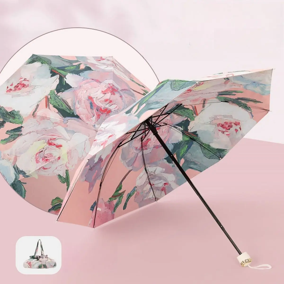 Double-layer Folding Sun Umbrella High-grade Sun Protection Umbrella Colored Glue Anti-ultraviolet Dual-use in Sunny and Rainy D