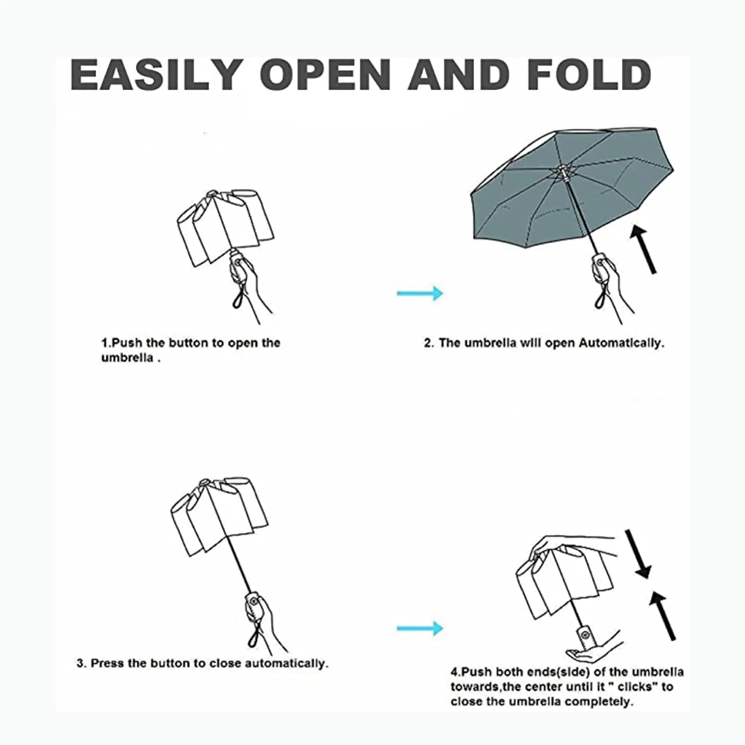 Large Fully Automatic Reverse Folding Umbrella with Reflective Stripe UV Umbrella Windproof Sun Rain Umbrella for Women Men