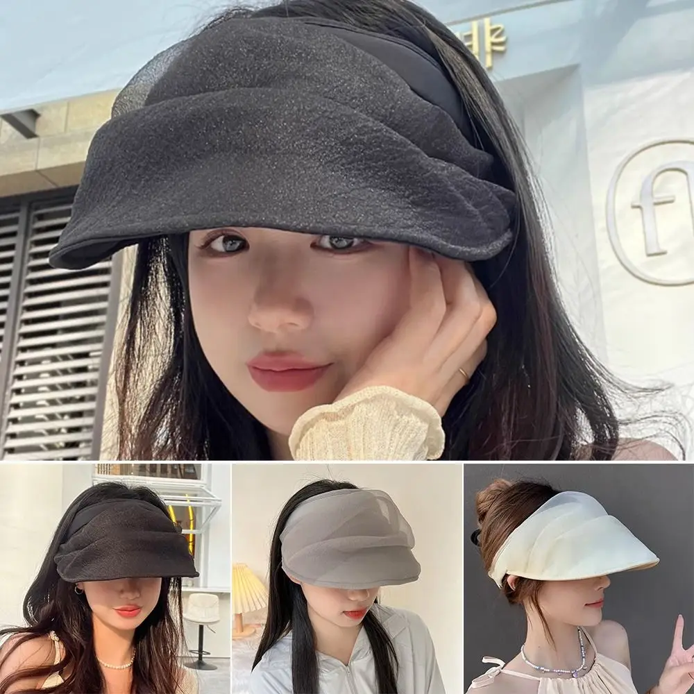 

New Large Brim Empty Top Sun Hat Foldable UPF 50+ Sunscreen Hat Sun Protection UV Protect Sunshade Hat