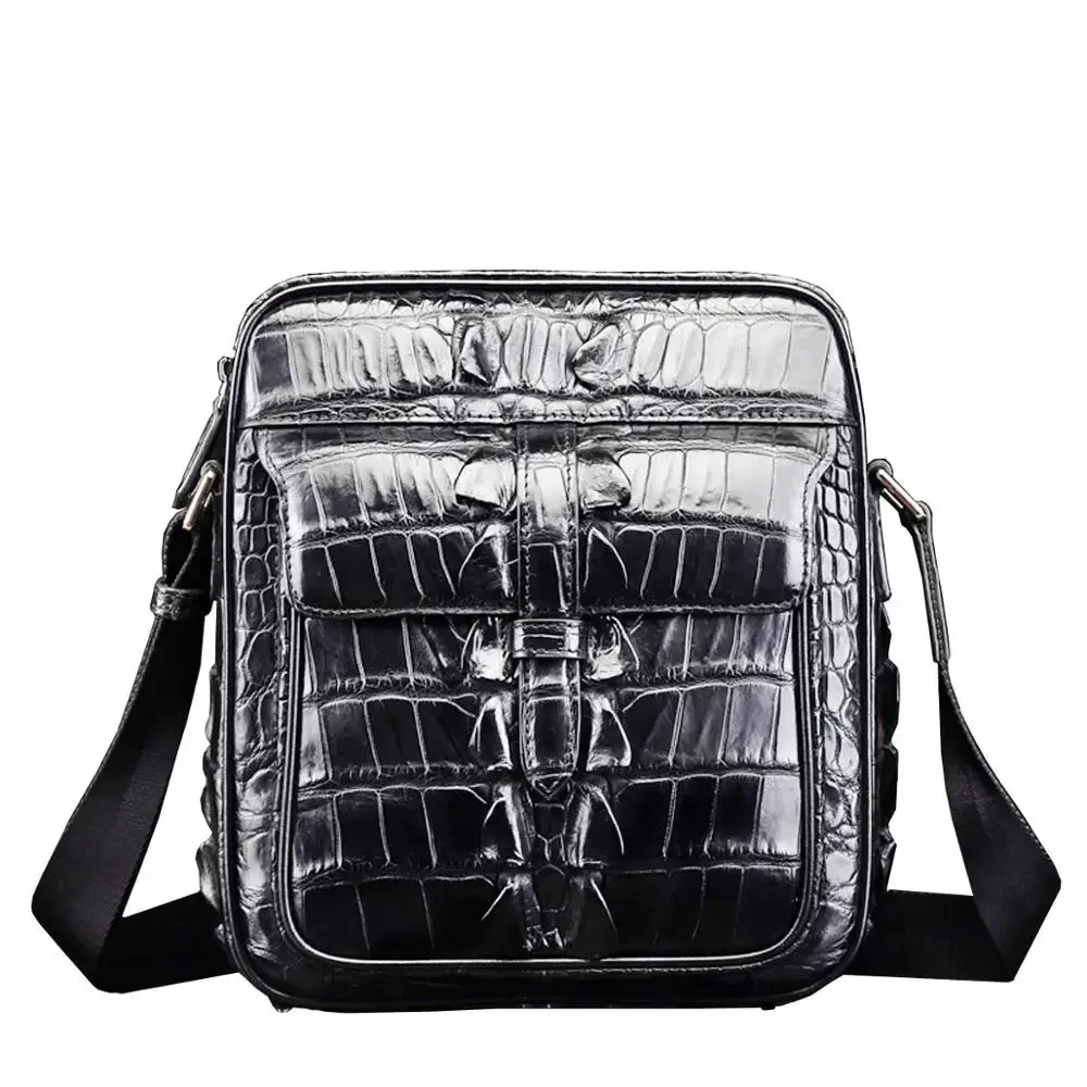 eyu  man's one-shoulder bag business leisure large capacity crocodile leather man bag vertical men bag