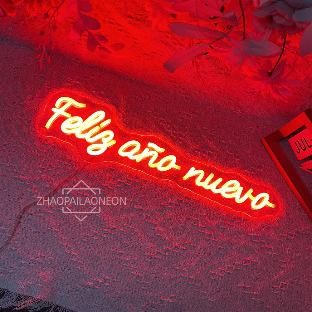 سنة جديدة سعيدة أضواء النيون عيد الميلاد الديكور 2026 ديكور المنزل غرفة نوم Feliz ano nuevo النيون Led تسجيل جدار ديكور الهدايا #6