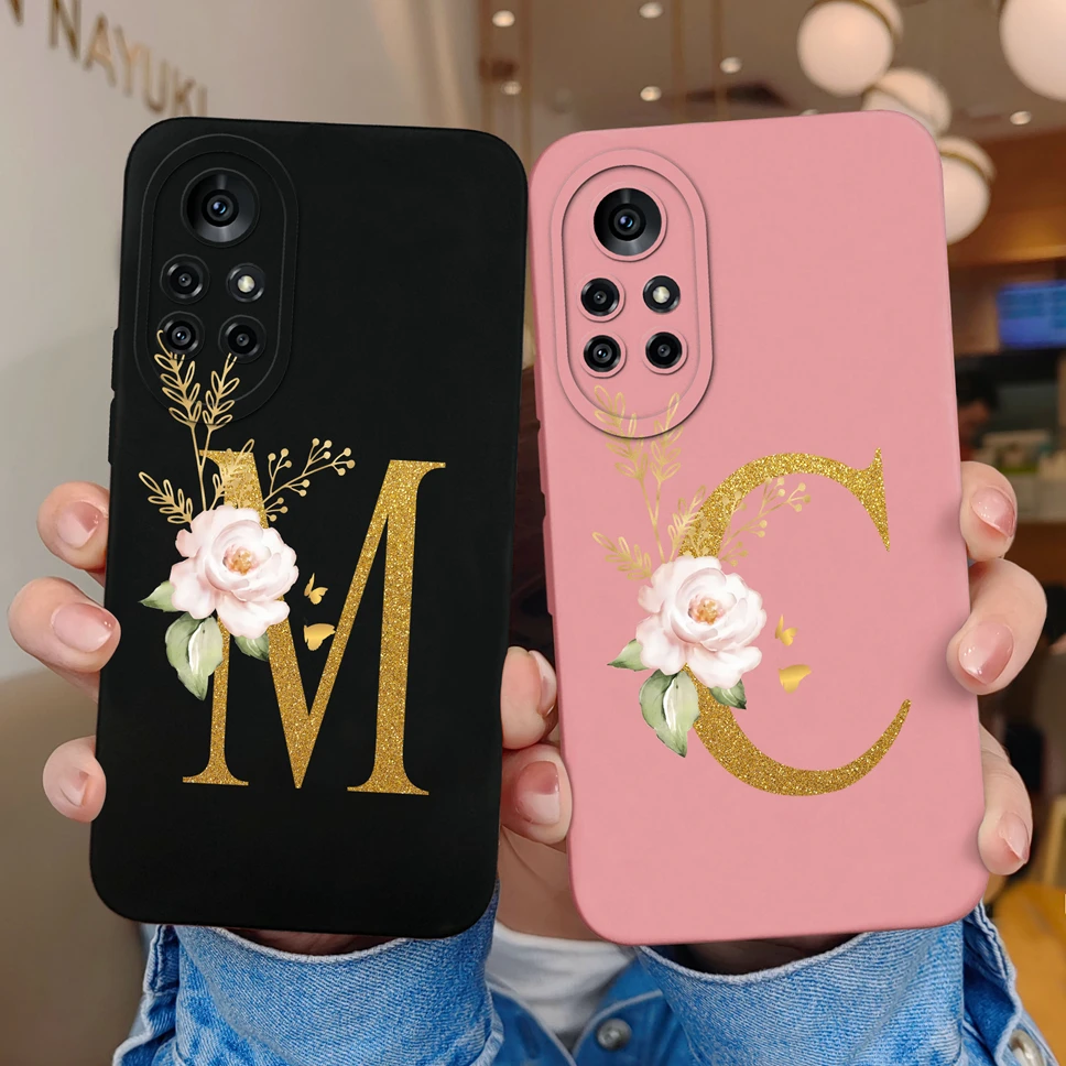 For Huawei Nova 8 8i Phone Case Pretty Letters Smooth Liquid Silicone Shockproof Cover For Huawei Nova8 Nova8i Fundas Capa Shell