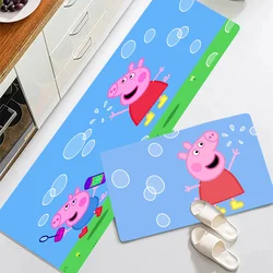 P-Peppa P-Pig Floor Mat Graphic Printed Flannel Doormats For Bathroom Kitchen Entrance Carpet Home Decor