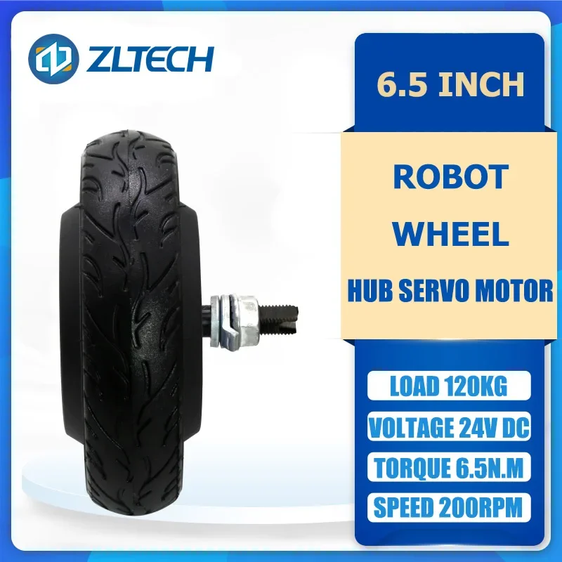 ZLTECH 8inch 24V 48V 400RPM 100kg load brushless gearless DC electric mobile robot direct driving wheel hub motor with encoder image 2