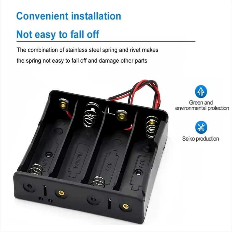 1PC Black Plastic DIY Battery Storage Case Holder Container 1X 2X 3X 4X 18650 Battery Box with Wire Lead Pin for Electronics