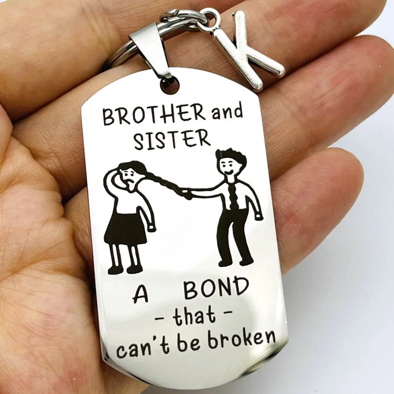 Funny Sister and Brother Keychain Birthday Gift for Sister From Brother Graduation Gift for Brother In Law Gifts From Sister